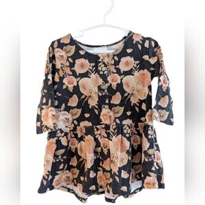 Jax & Lennon Bamboo Moody Floral Peplum Long Sleeve Kids Top